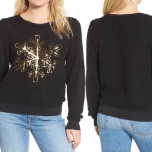 Wildfox Dream Scene gold snowflake sweatshirt - Picture 1 of 15